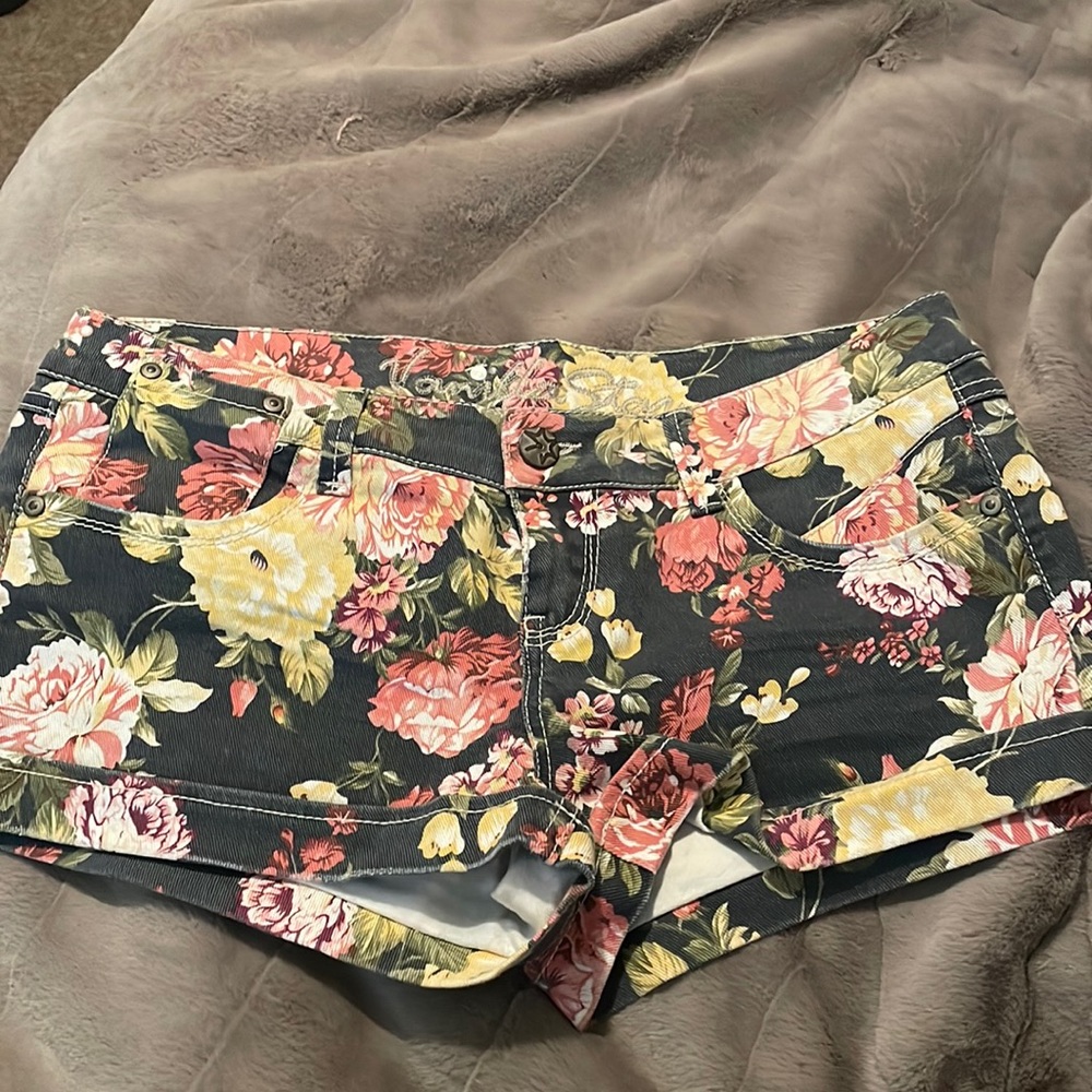 Floral jean shorts